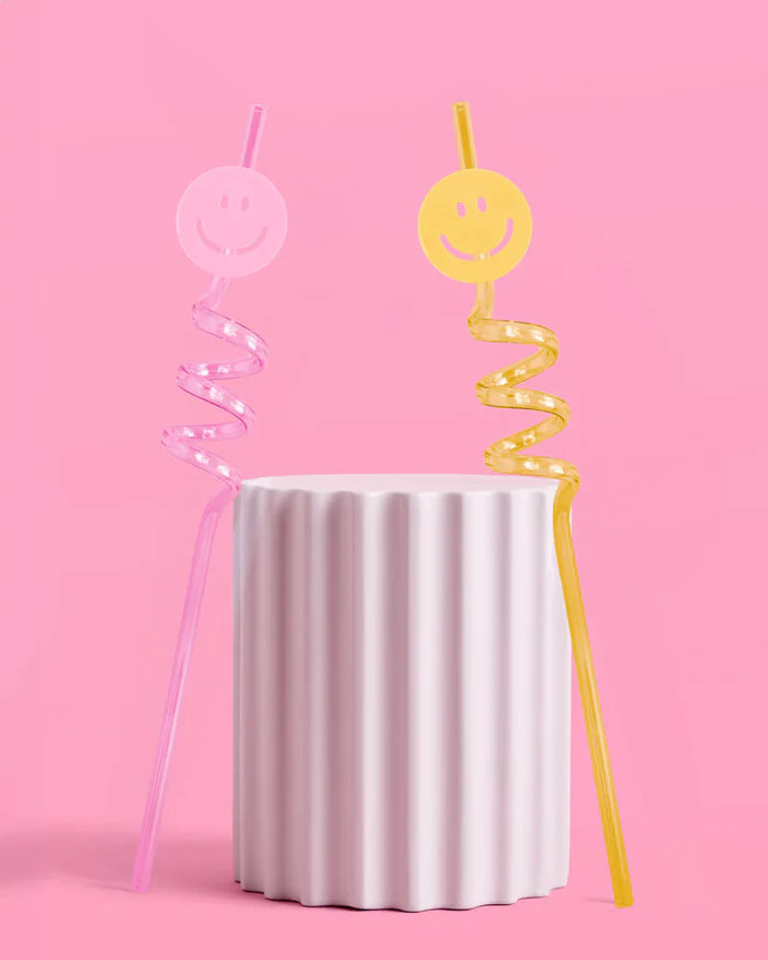 Neon Swirl Straws – 16 Reusable Smiley Straws for Parties, Birthdays & Celebrations!