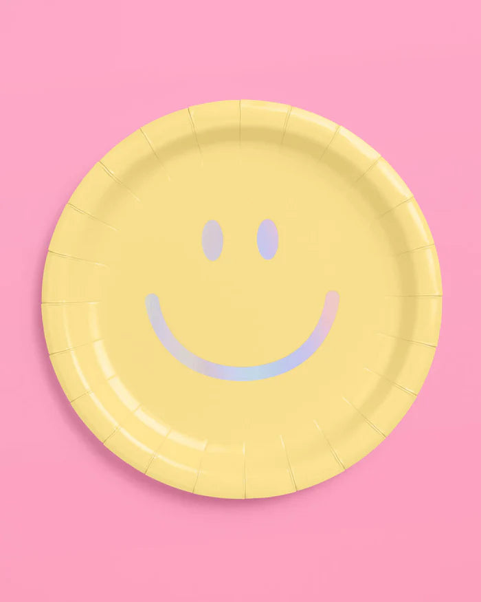 Colorful Smiley Dinner Plates – 24-Pack of Happy Face 9” Paper Plates for Parties!