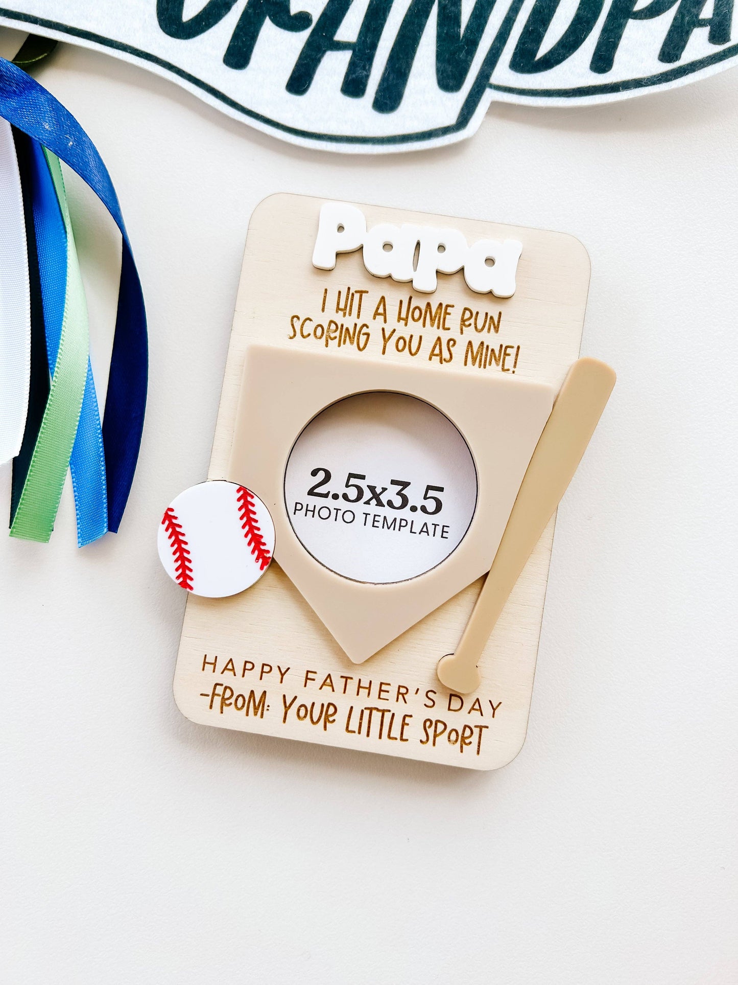 "Home Run Dad" ⚾️ Personalized Baseball Photo Magnet by Goldie Letter Company