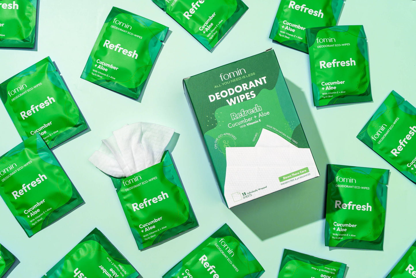Vegan, cruelty-free deodorant wipes with anti-inflammatory skin benefits