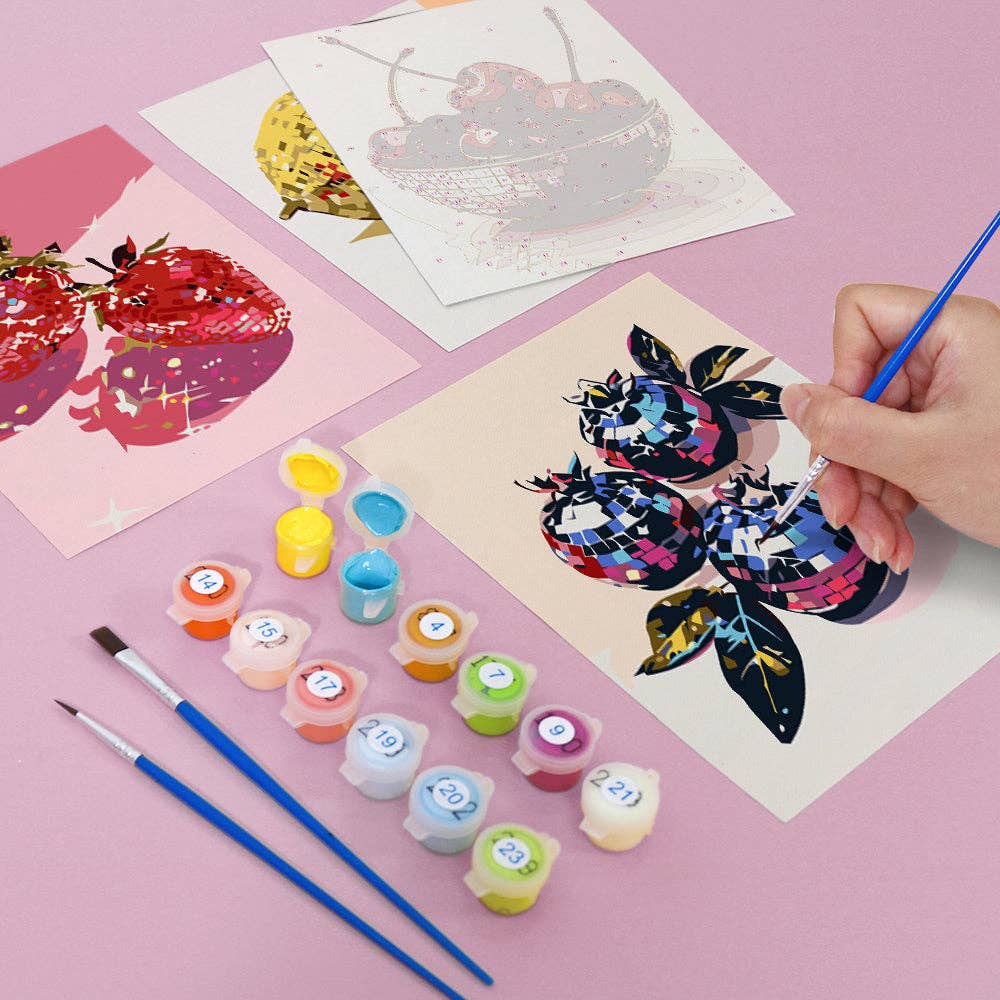"Fruity Disco" 🍓 Mini Paint-by-Numbers 6-Pack by Paint Your Numbers