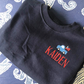 Cozy kids campwear pullover 2T-10, custom initials & motifs, navy or gray cotton blend