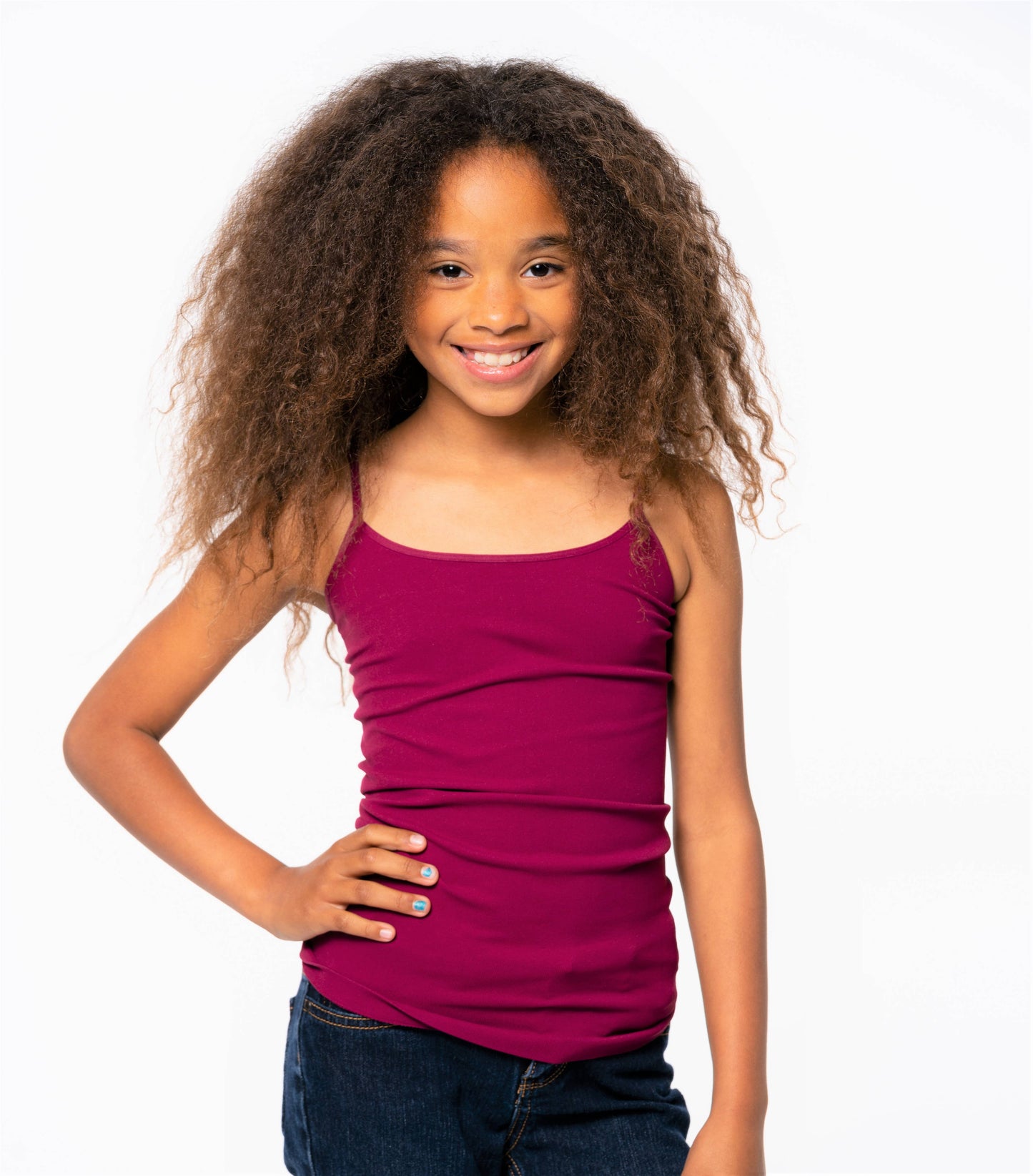 “Everyday Pop” ❤️ Red Girls Spaghetti Strap Layering Cami (One Size Girls Age 7-10) by Malibu Sugar