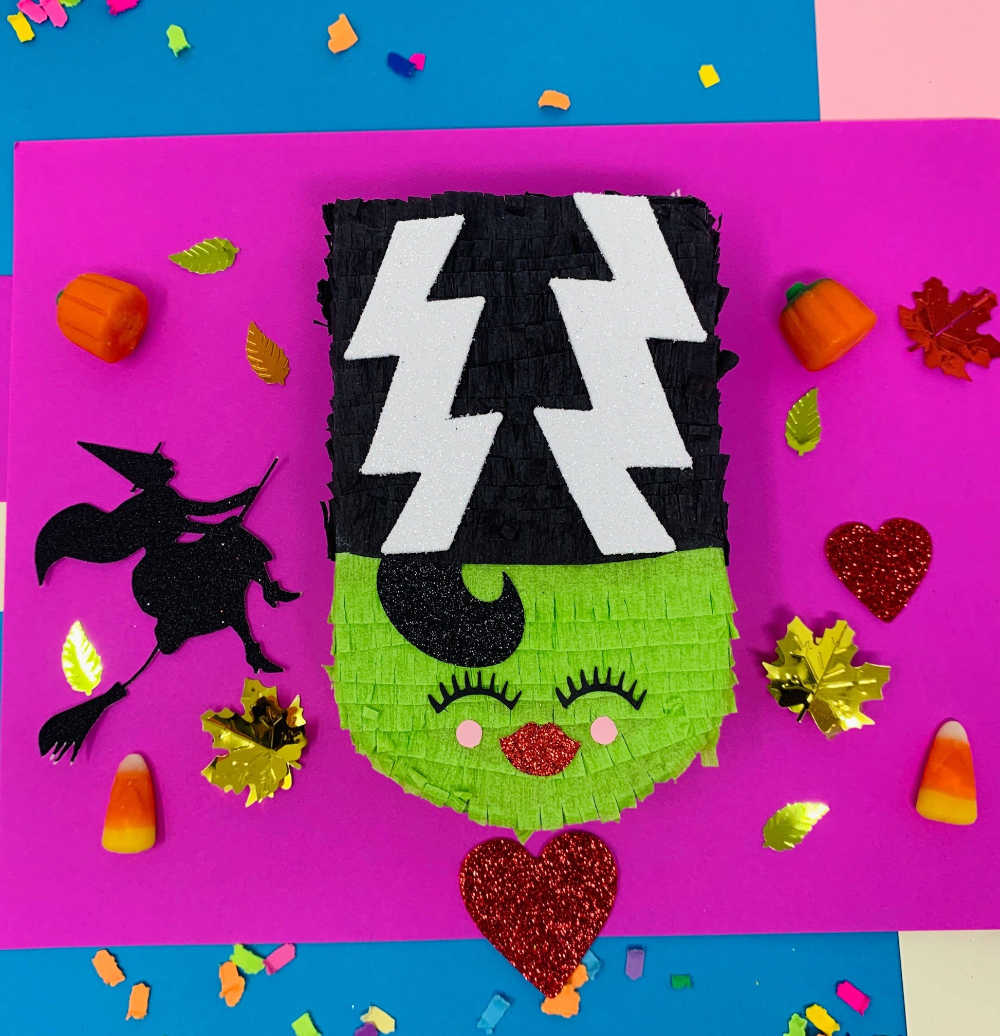Bride of Frankenstein Decoration, Perfect for Halloween Indoor Decor or Party Favors, Measures 5 inches Tall, 3 inches Long, and 1.5 Inches Wide, Pair with Frankenstein Mini Piñata.