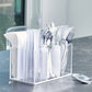 Elegant Classic Silverware Caddy with clear lucite, gold or silver border, 3 compartments.