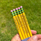 Set of 5 engraved pencils in pastel colors, featuring motivational phrases: "You are amazing," "Stay Sharp," "You can do it, bruh," "Yes you can! True story," and "You've got this." Ideal for back-to-school gifts.