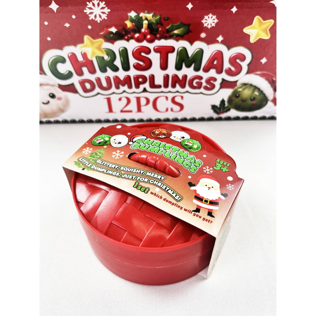 "Holiday Dim Sum" 🥟 Christmas Glitter Dumpling Squishy Toys (12 Steamers) by Love and Repeat