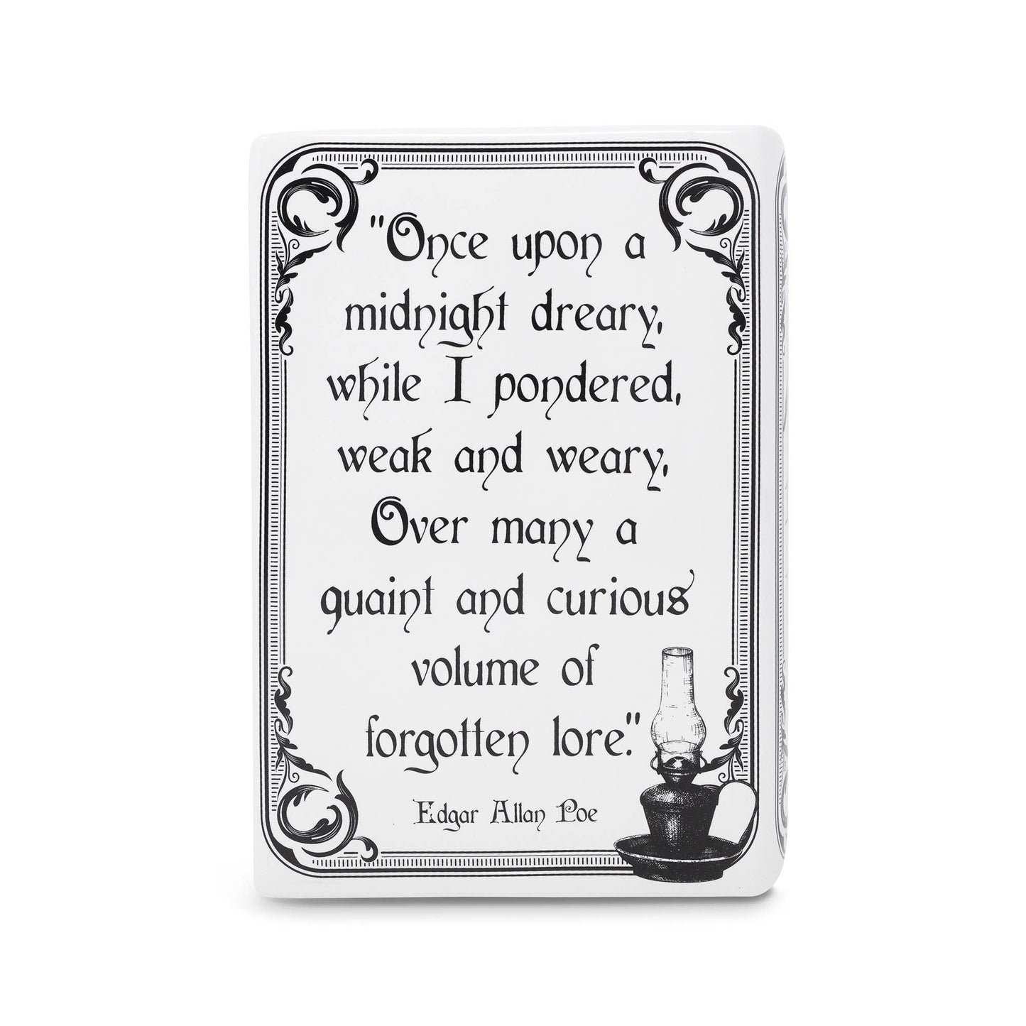 Ceramic vase with gothic bookish design
