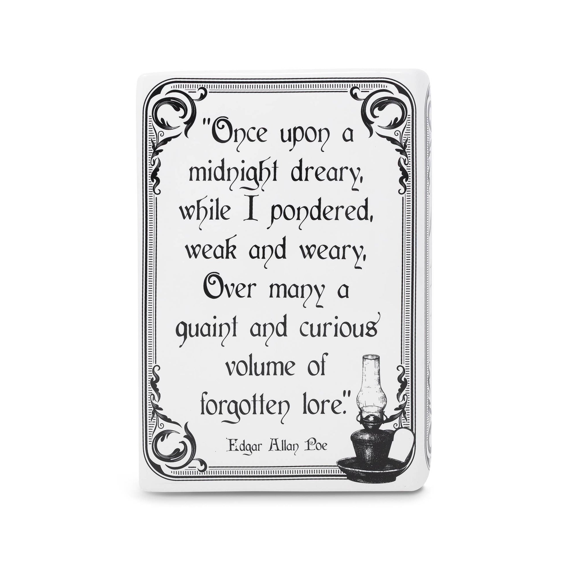 Ceramic vase with gothic bookish design