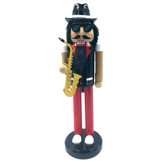 14-inch Jazz Nutcracker holding tenor saxophone