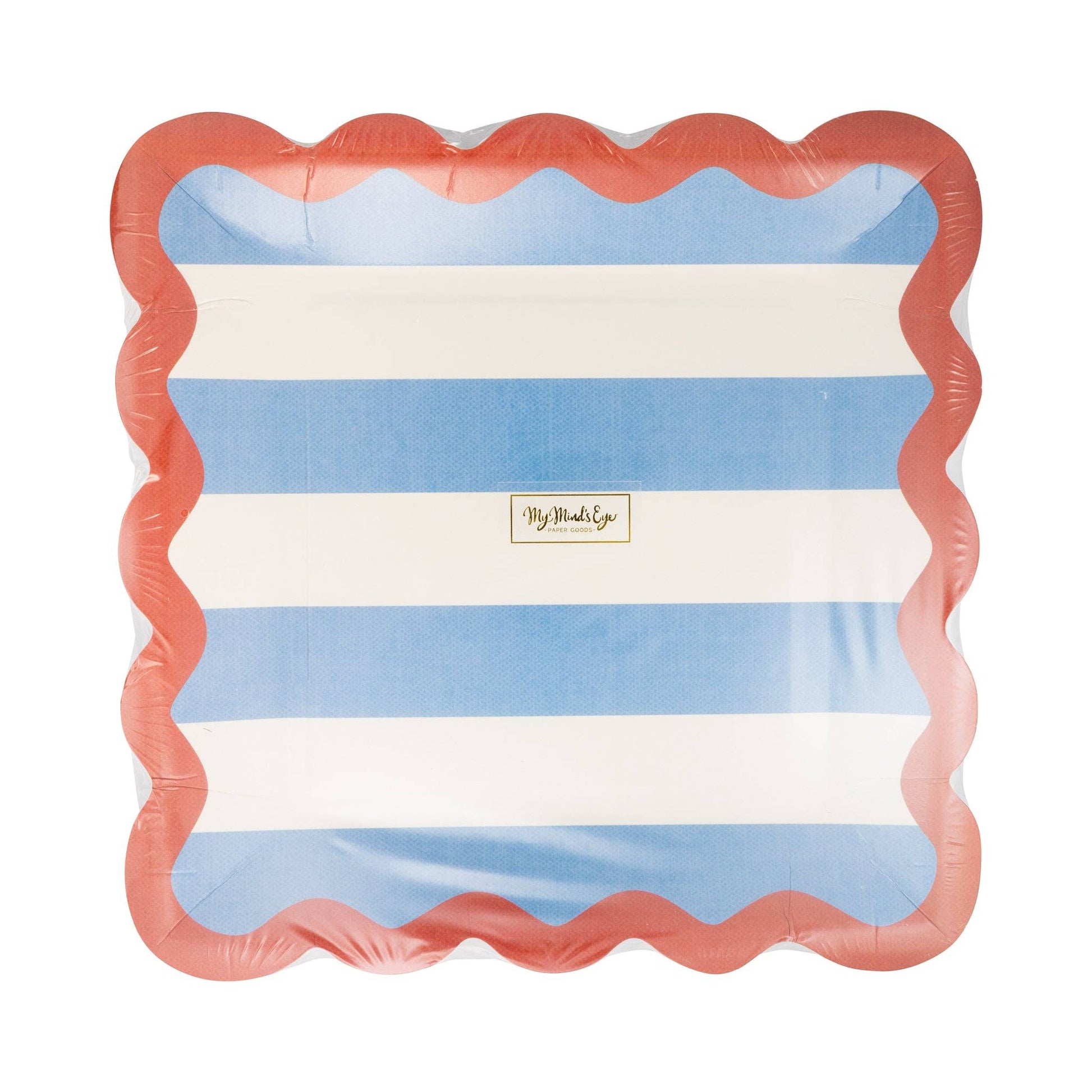 Patriotic striped plates, 9” x 9”, 8-pack, perfect for outdoor parties and beach bashes.