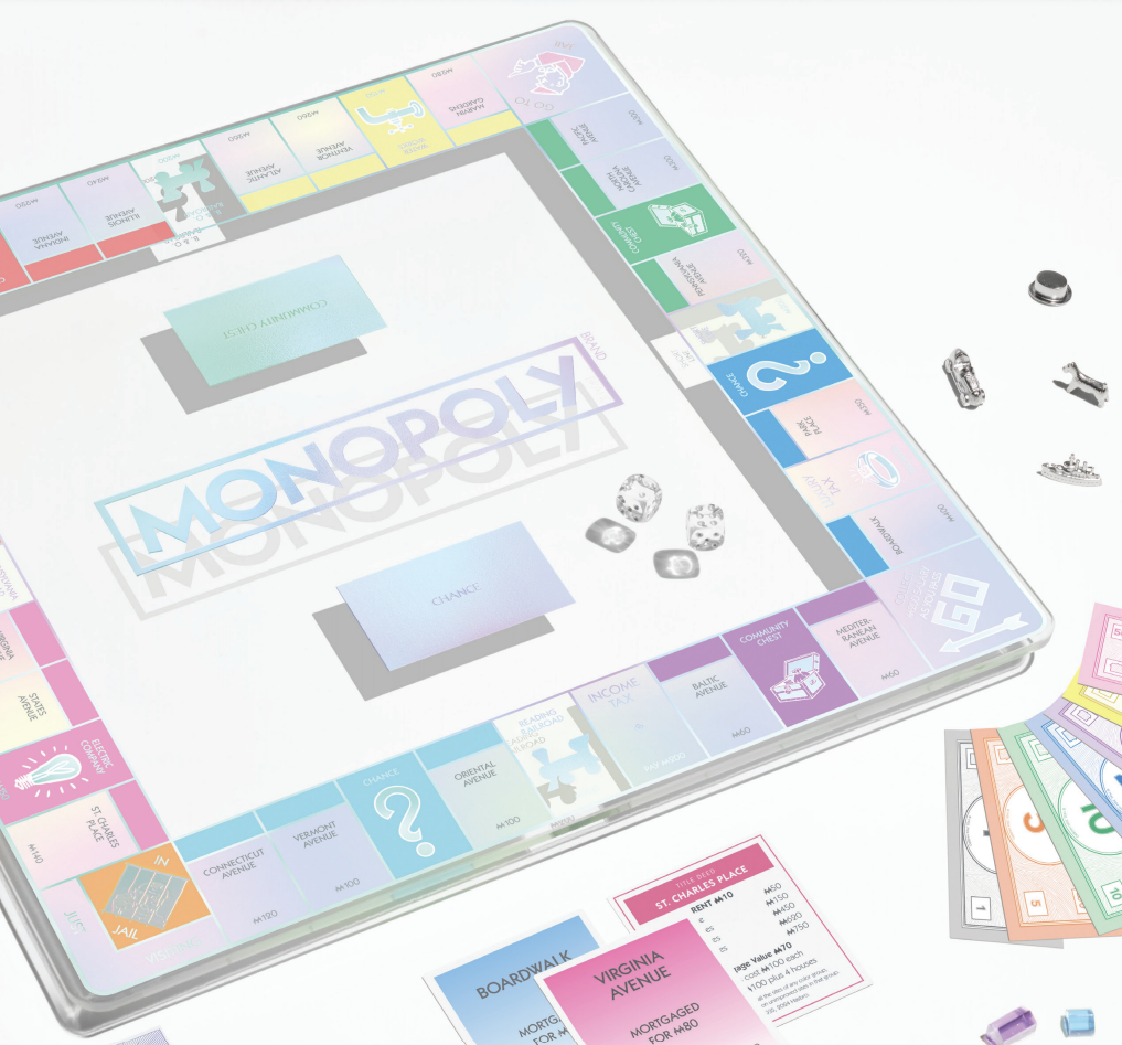 “Monopoly, But Make It Chic” ✨ Aura Collection Glass Monopoly Game