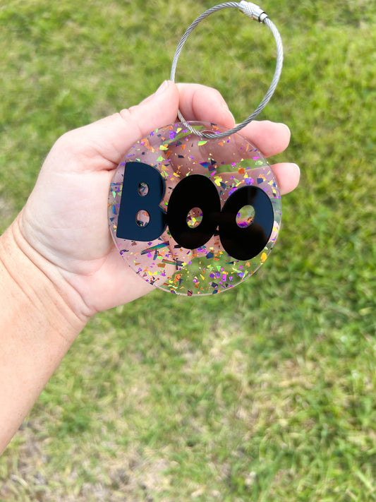 Peek-a-BOO acrylic Halloween gift tag