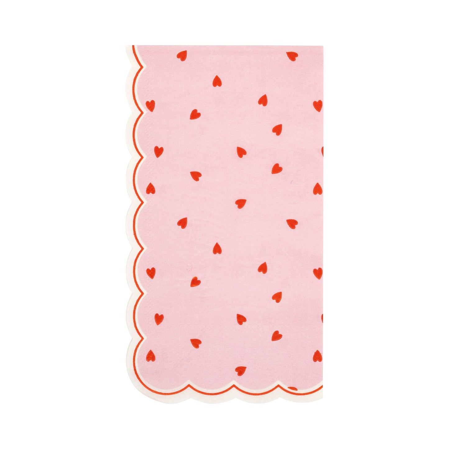 Paper dinner napkin with pink and red hearts