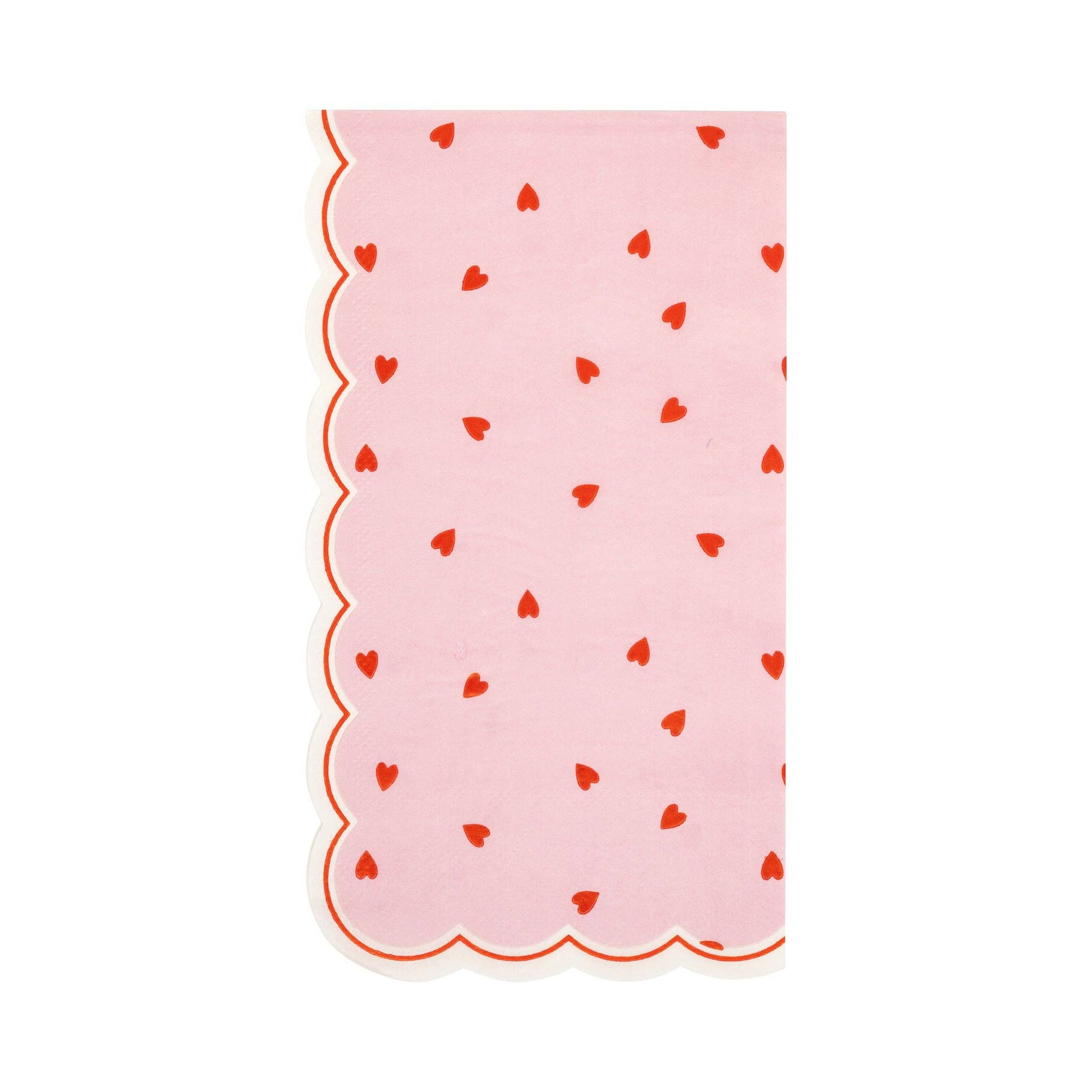 Paper dinner napkin with pink and red hearts