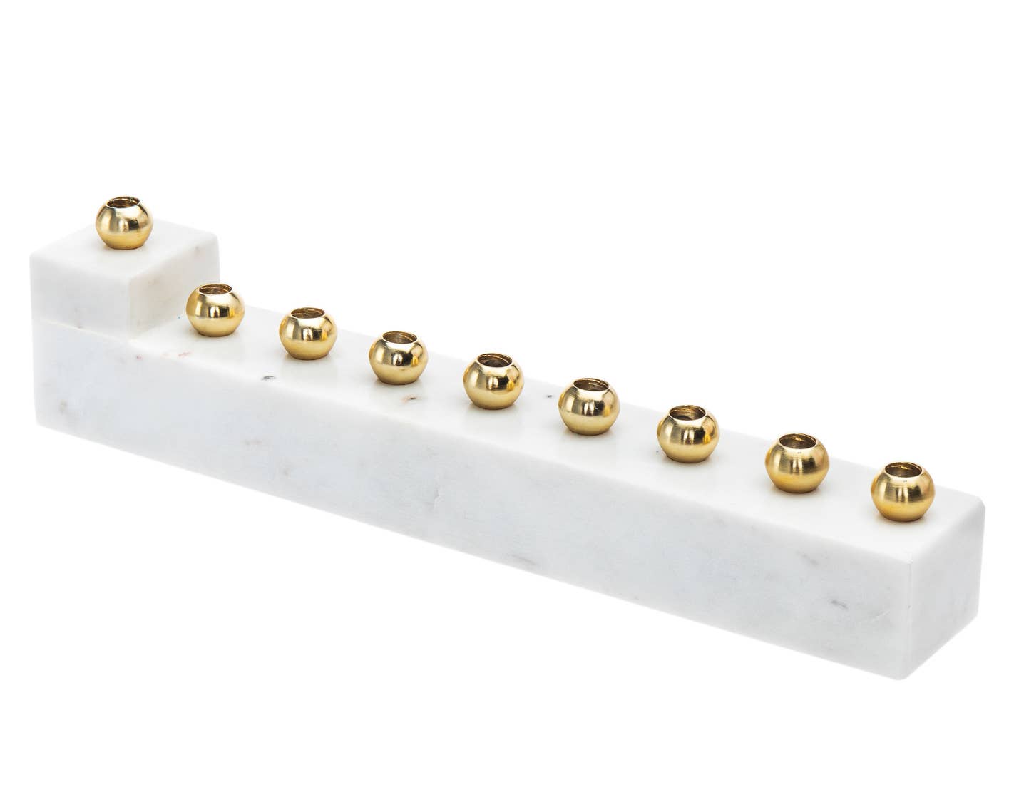 Marble Menorah Style 1 by Godinger, measuring 11.22" x 1.73" x 2.56" H. Crafted from marble, this elegant piece adds a sophisticated touch to home decor, perfect for enhancing any setting.