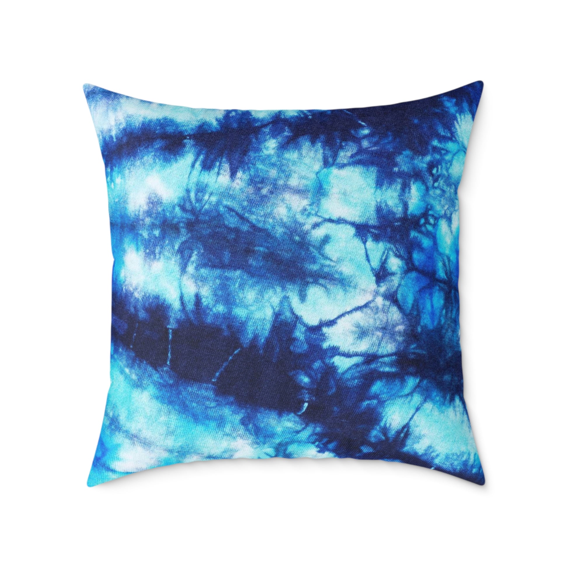 Blue Tie Dye Square Poly Canvas Pillow with a playful design, perfect for adding a pop of color to any room. Ideal for lounging or snuggling, this eye-catching pillow enhances your home decor while reflecting your unique style.
