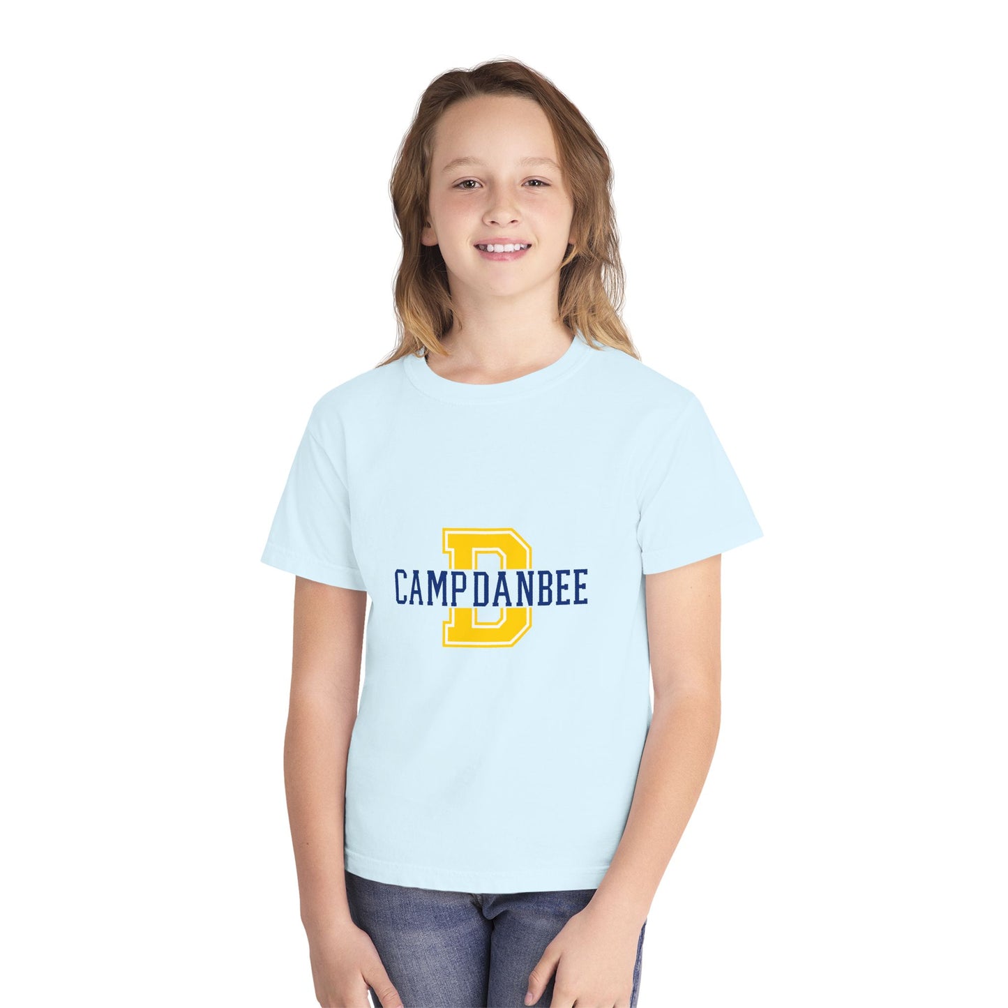 Youth T-Shirt — Camp Danbee Yellow Tee with Letter D