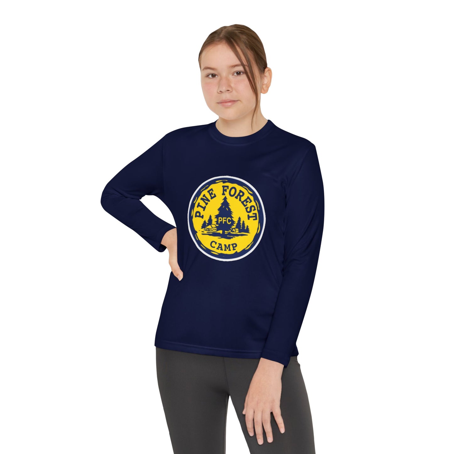 Youth Long Sleeve Tee - Pine Forest Camp Patch Design