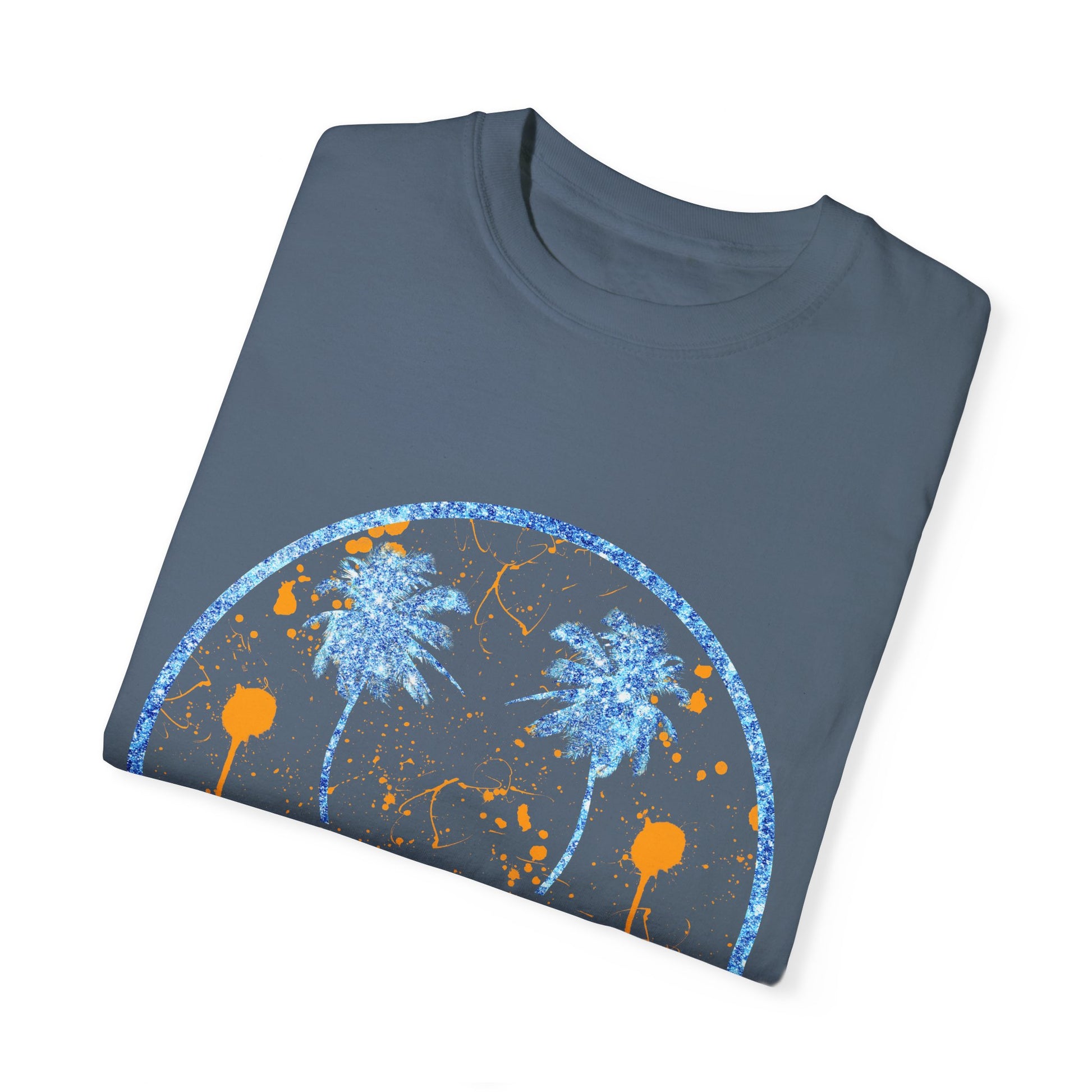 "Embrace summer vibes with our 90s Aesthetic Happy Face Paint Splatter Shirt, featuring a nostalgic design with palm tree eyes. This trendy unisex cotton tee is perfect for beach days, music festivals, and pool parties. Made from soft-washed ring-spun cotton, it offers a comfortable and relaxed fit, ideal for all-day wear. Get ready to shine in this retro-inspired shirt, designed for men, women, and teens!