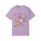 Trick or Treat Cowboy Ghost shirt featuring a playful cowboy ghost design and melty font. Available in unisex sizes S-3XL, this ultra-soft, garment-dyed 100% ring-spun cotton t-shirt is perfect for Halloween celebrations for adults and teens.