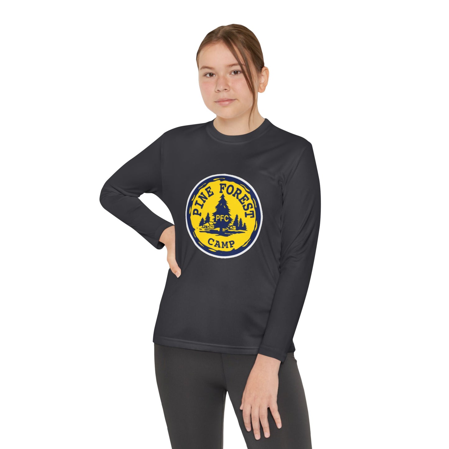 Youth Long Sleeve Tee - Pine Forest Camp Patch Design