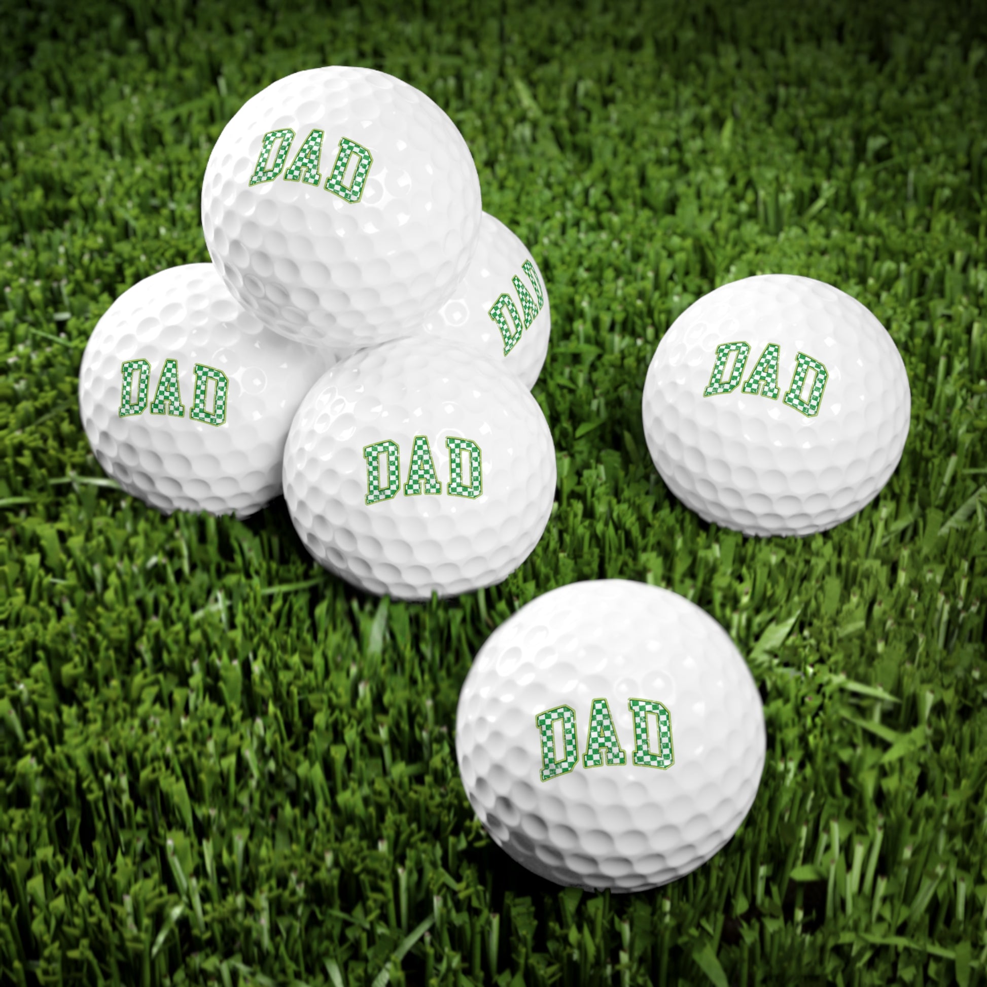 Personalized golf balls, 100% Surlyn cover, rubber/hard plastic core, 1.68" size, vivid custom designs, perfect for gifts or events, available in budget-friendly packs of 6, add your artwork, photos, or names, ideal for golfers looking for unique gear.