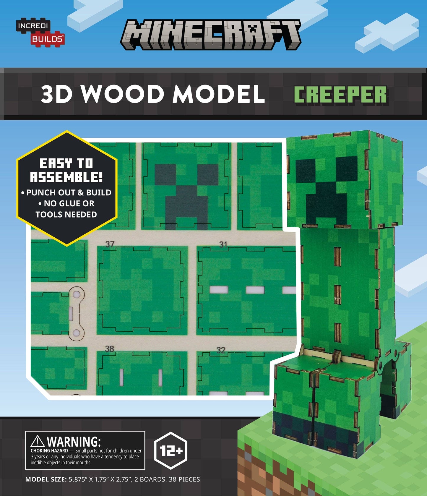 “Creeper Craft” 💥 Minecraft 3D Wood Model Kit by CGO