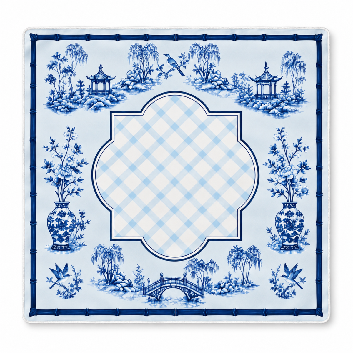 "Blue Chip Mahj" 🀄 Blue Porcelain Mahjong Complete Set with Playing Mat by Ellison+Young