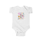 Trendy Cowboy Ghost Trick or Treat baby onesie featuring a cute ghost in a cowboy outfit holding a candy bag. Made from 100% combed ringspun cotton, this short-sleeved bodysuit is comfortable, lightweight, and perfect for baby boys or girls aged 6M-24M.