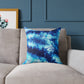 Blue Tie Dye Square Poly Canvas Pillow with a playful design, perfect for adding a pop of color to any room. Ideal for lounging or snuggling, this eye-catching pillow enhances your home decor while reflecting your unique style.