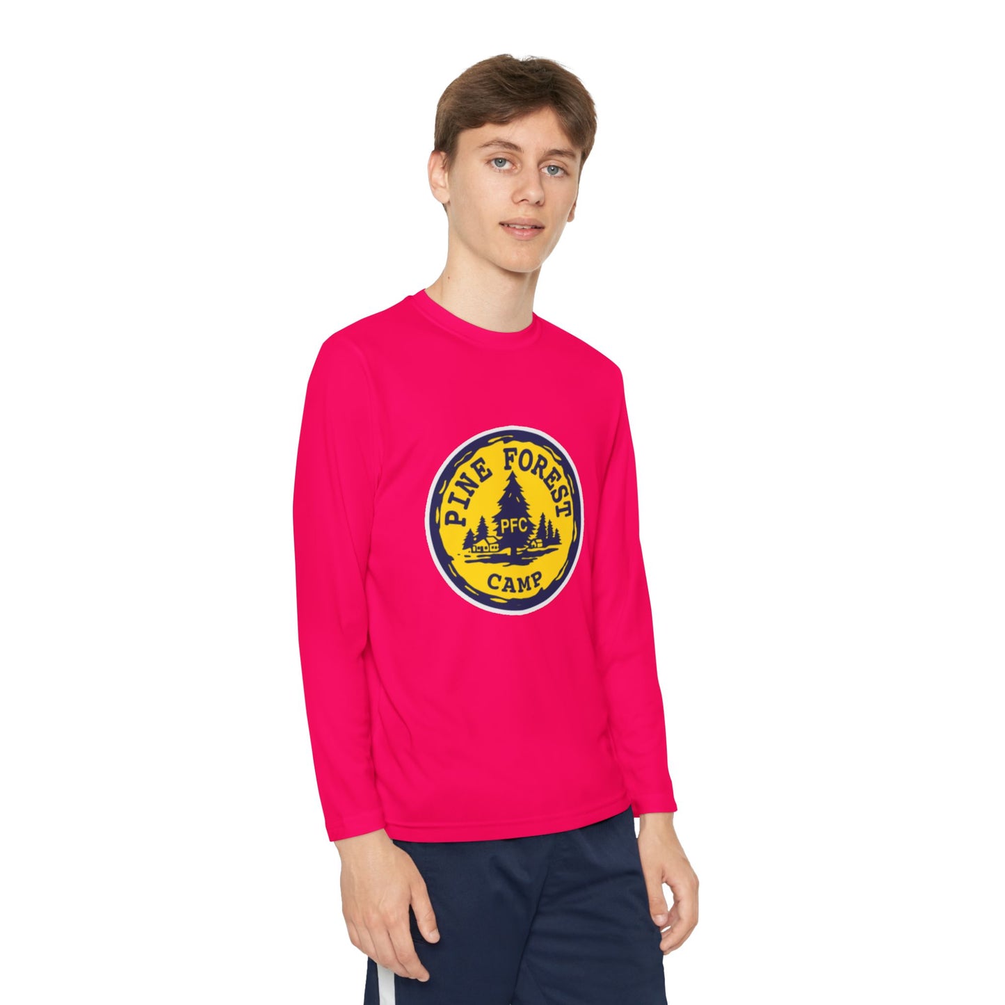 Youth Long Sleeve Tee - Pine Forest Camp Patch Design