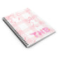 Pink Gingham Ribbon Monogram Notebook — Personalized Spiral Ruled Journal