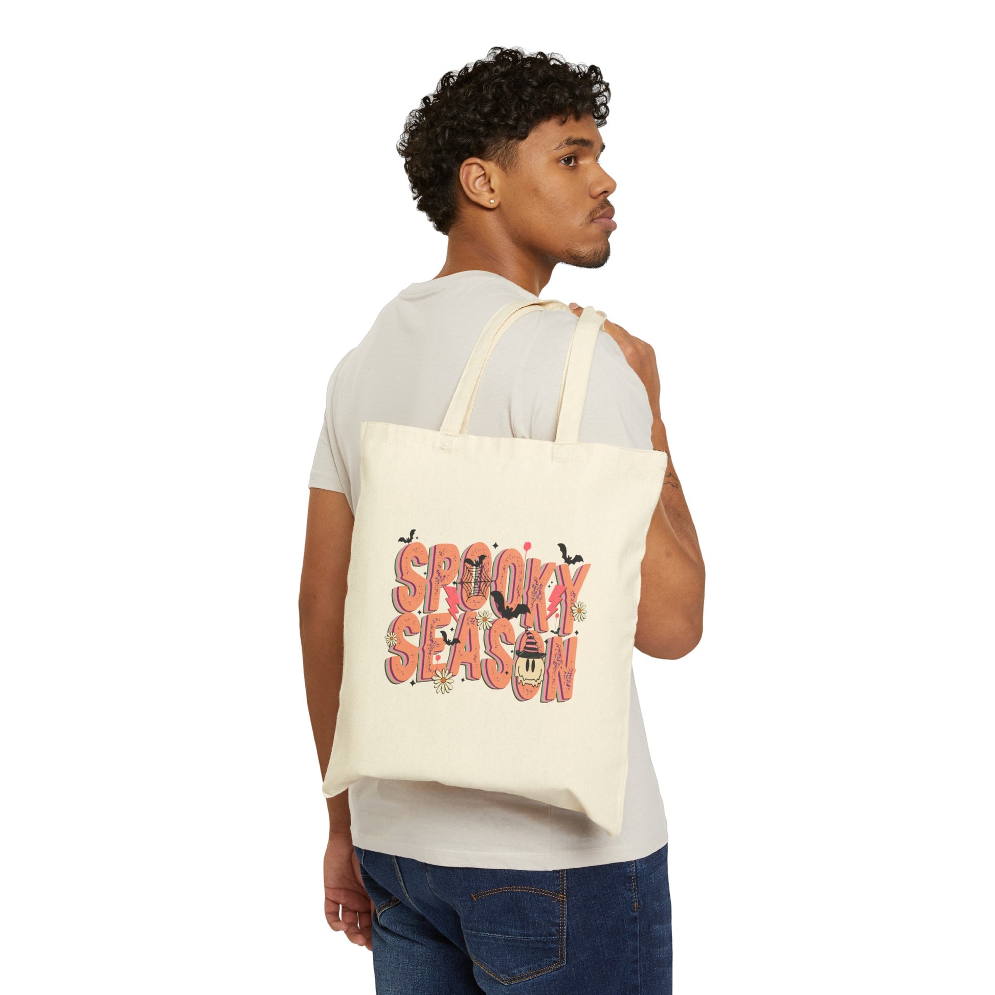Celebrate the spooky season with our Spooktober Trick or Treat Tote Bag, perfect for all ages! Made from strong, durable cotton canvas fabric, this cute Halloween bag features extra long 20” shoulder handles and is available in natural or black.