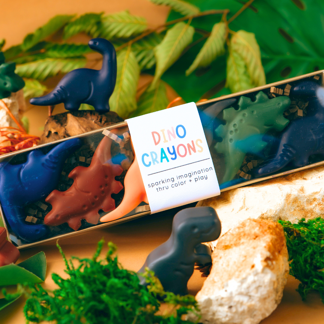 Toddler dinosaur crayons artistic activity