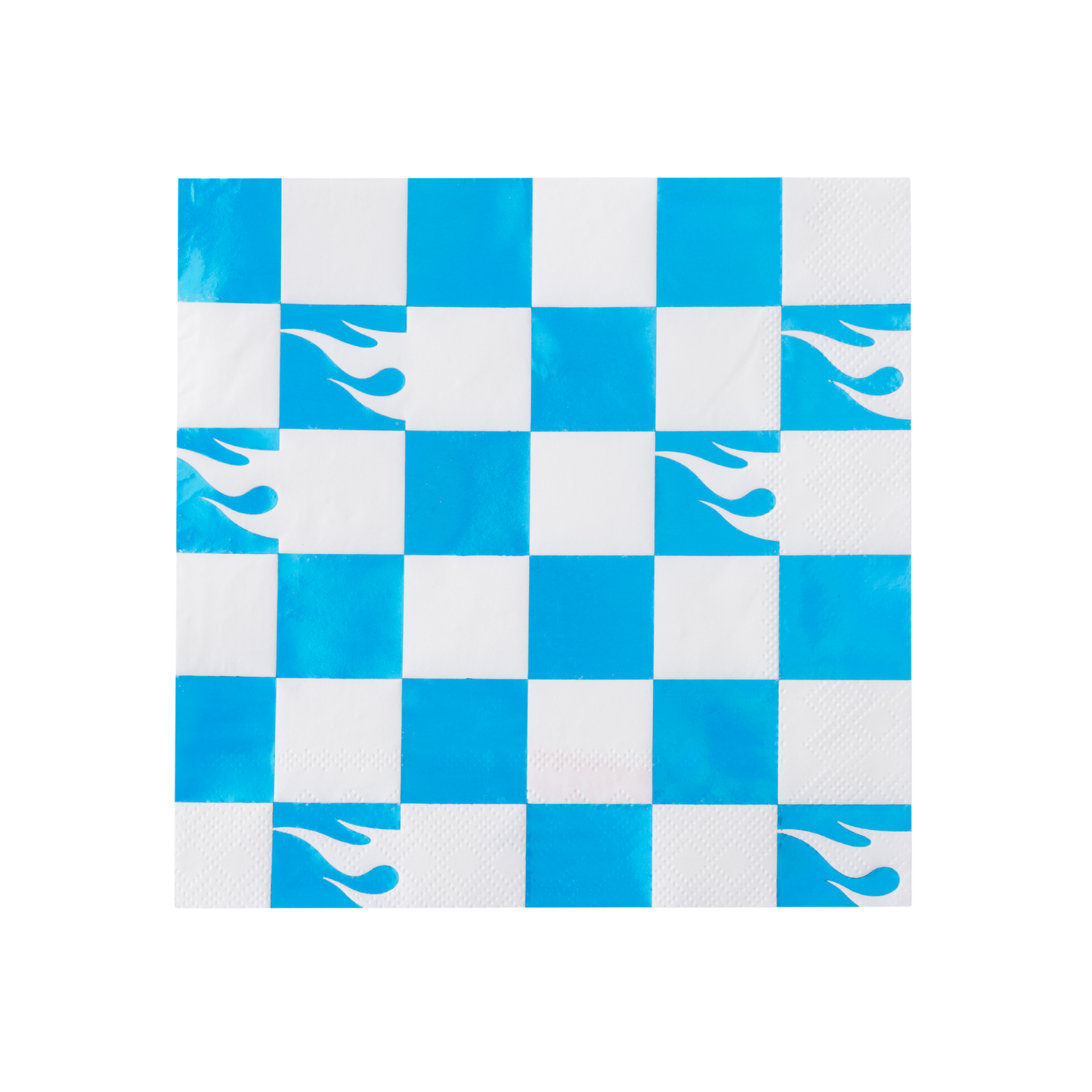 "Checkered Past" 🏁 Hot Wheels™ Blue Foil Checker Lunch Napkins (20 ct) by Bonjour Fête
