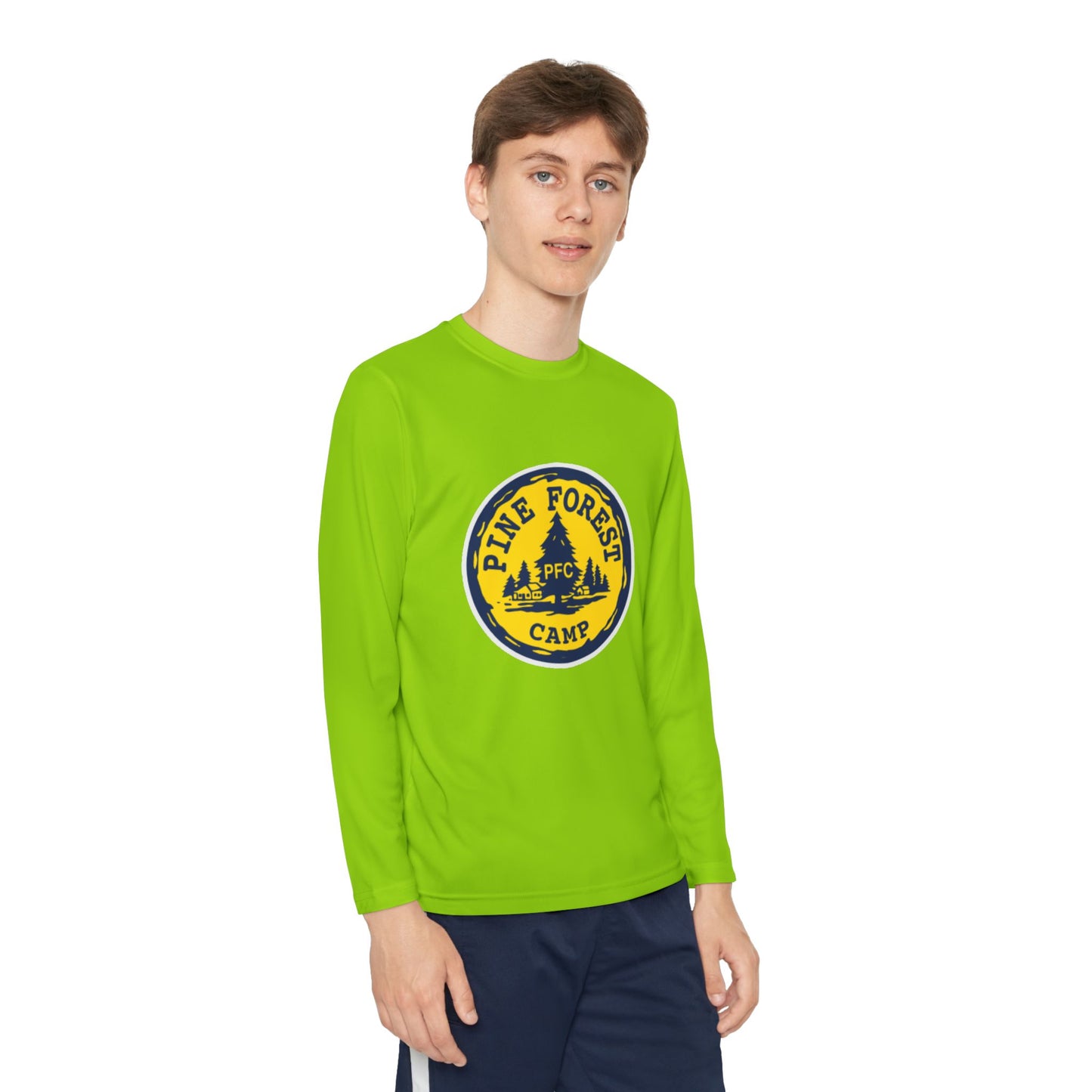 Youth Long Sleeve Tee - Pine Forest Camp Patch Design