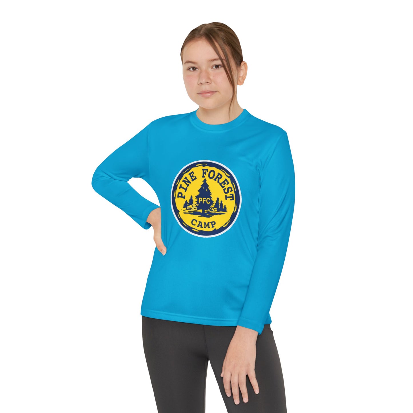 Youth Long Sleeve Tee - Pine Forest Camp Patch Design