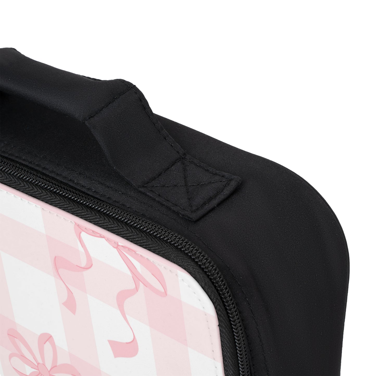 Personalized Pink Bow Plaid Lunch Bag — Custom Monogram TNB