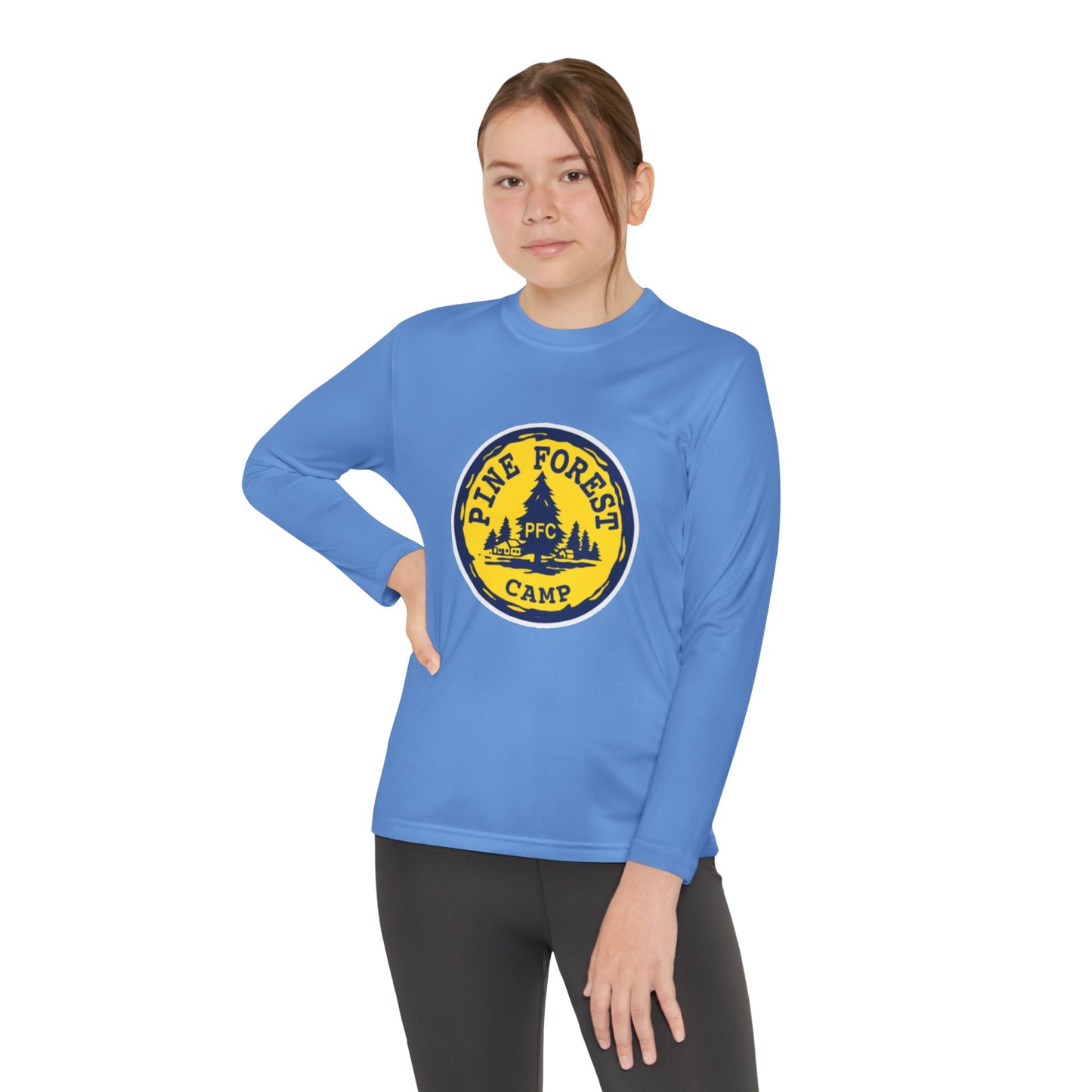 Youth Long Sleeve Tee - Pine Forest Camp Patch Design