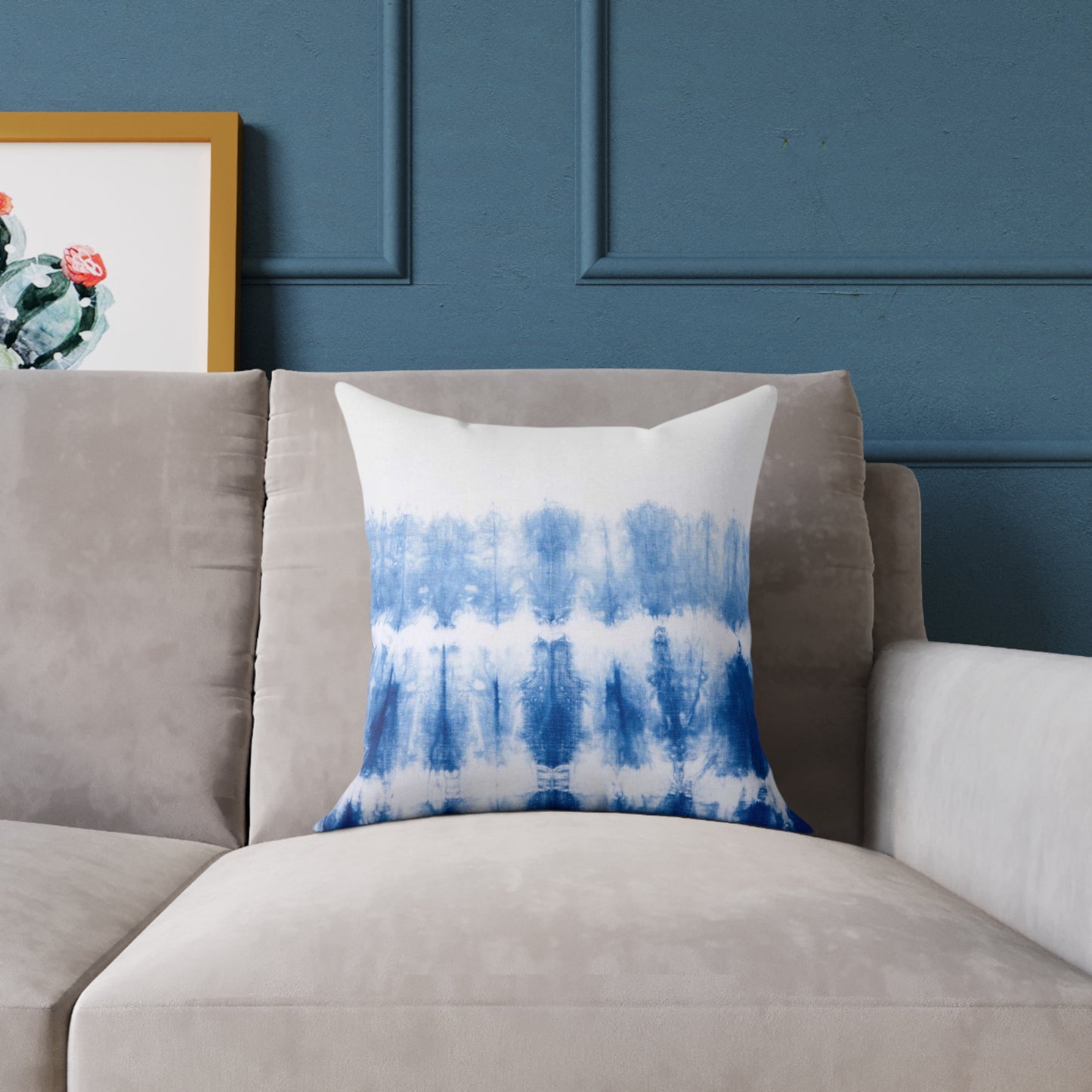 Ombre Blue Tie Dye Pillow made from durable poly canvas, featuring a unique tie dye design in shades of blue. Available in various sizes to add a splash of color and style to your home decor. Perfect for cozy relaxation.