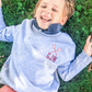 Personalized kids pullover 2T-10, navy or gray, custom initials & motif, soft cotton blend