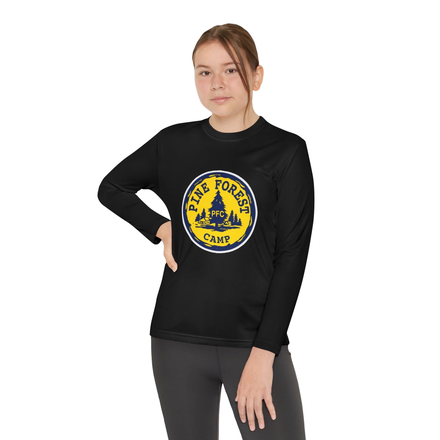 Youth Long Sleeve Tee - Pine Forest Camp Patch Design