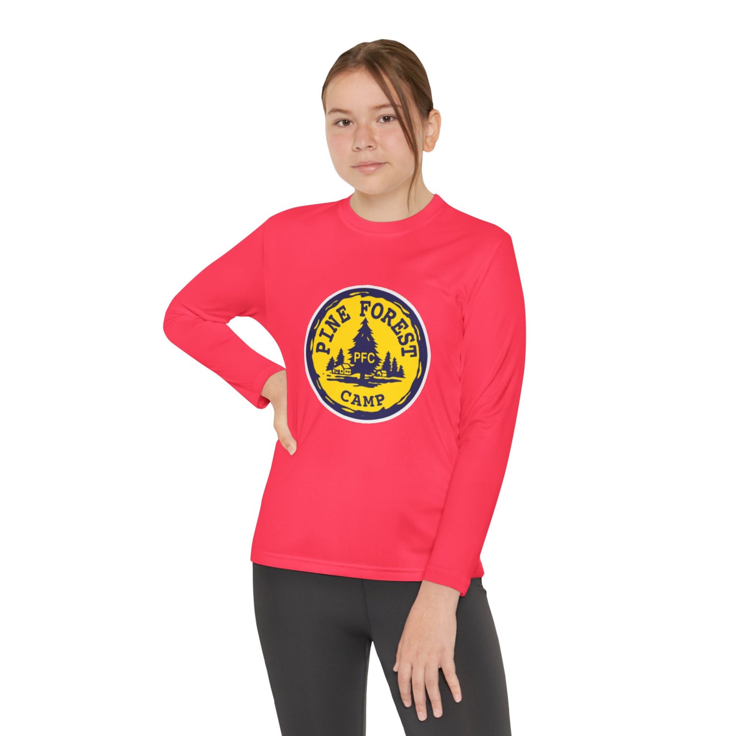 Youth Long Sleeve Tee - Pine Forest Camp Patch Design