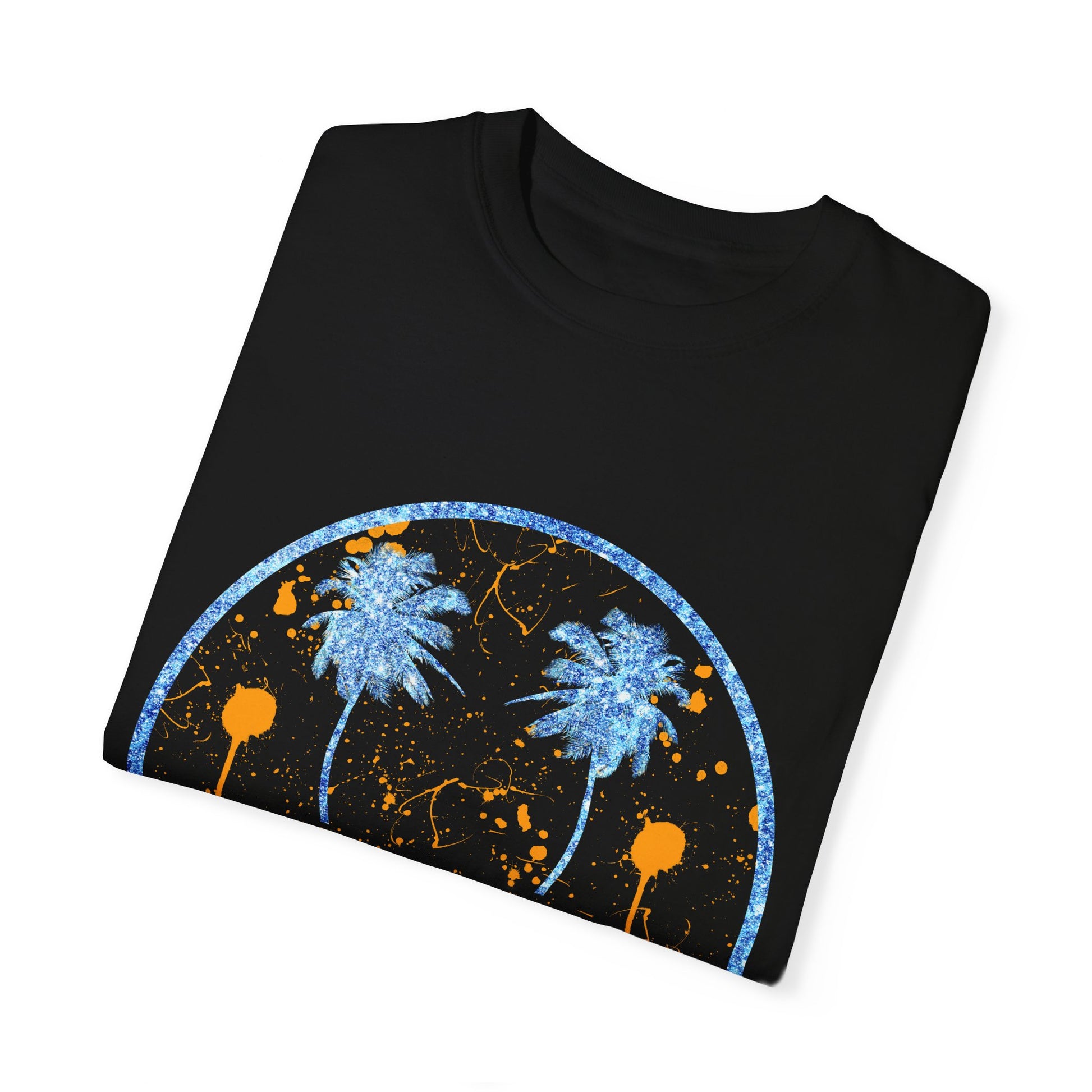 "Embrace summer vibes with our 90s Aesthetic Happy Face Paint Splatter Shirt, featuring a nostalgic design with palm tree eyes. This trendy unisex cotton tee is perfect for beach days, music festivals, and pool parties. Made from soft-washed ring-spun cotton, it offers a comfortable and relaxed fit, ideal for all-day wear. Get ready to shine in this retro-inspired shirt, designed for men, women, and teens!
