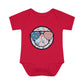 Retro Smiley Face Sunglasses Onesie featuring Patriotic 'Let Freedom Ring' design for Fourth of July celebrations. Vintage style comfort colors t-shirt with smiling happy face and USA flag sunglasses.