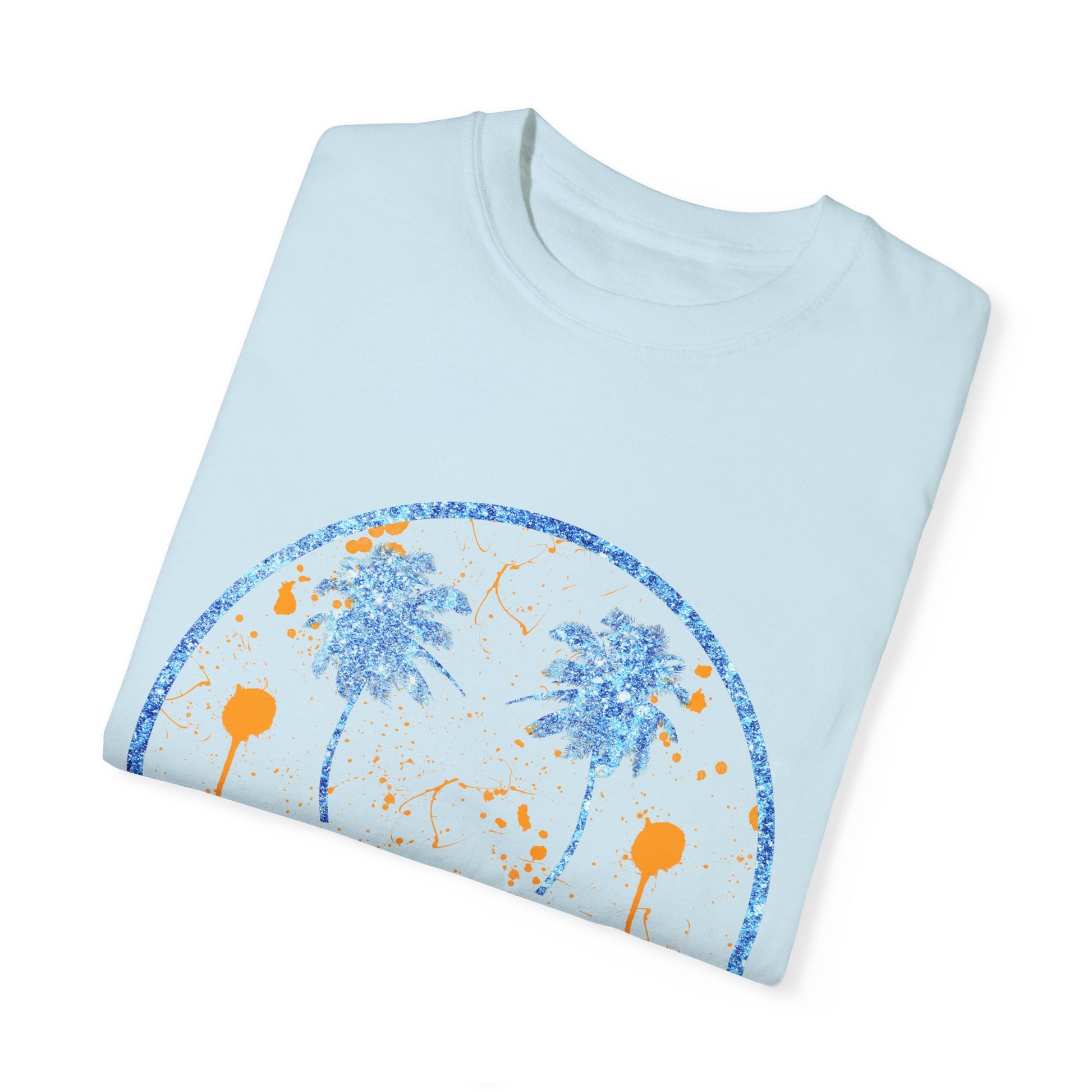 "Embrace summer vibes with our 90s Aesthetic Happy Face Paint Splatter Shirt, featuring a nostalgic design with palm tree eyes. This trendy unisex cotton tee is perfect for beach days, music festivals, and pool parties. Made from soft-washed ring-spun cotton, it offers a comfortable and relaxed fit, ideal for all-day wear. Get ready to shine in this retro-inspired shirt, designed for men, women, and teens!