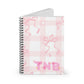 Pink Gingham Ribbon Monogram Notebook — Personalized Spiral Ruled Journal
