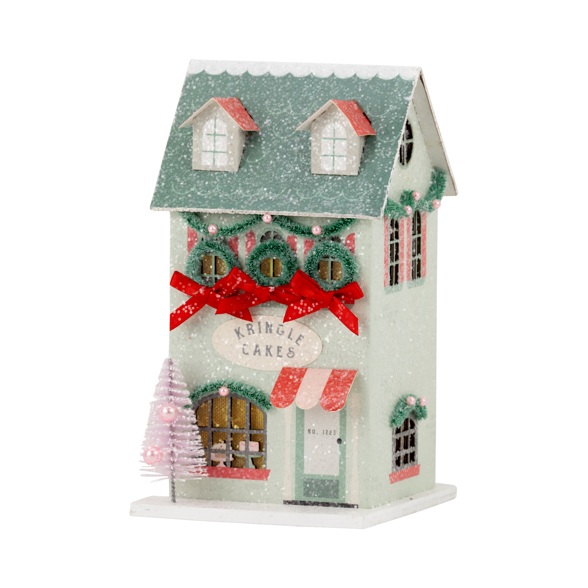 Christmas village cake shoppe house with glitter