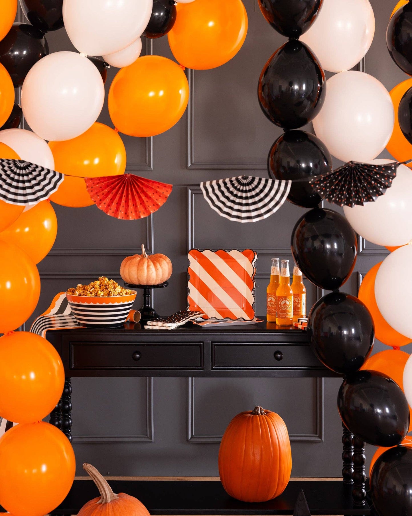 “Earning Your Stripes” 🖤 Halloween Striped Paper Plates (8 Count, 10") by My Mind's Eye